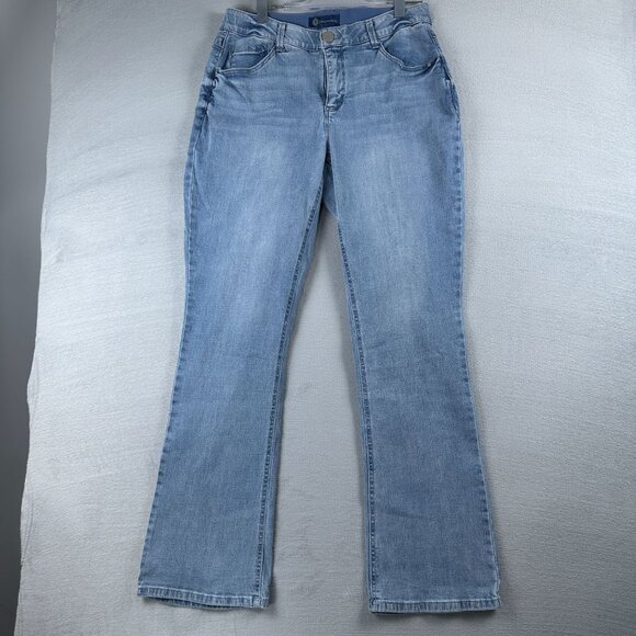 Democracy Bootcut Jeans Size 14W Women's AB Solution Light Wash Mid Rise Blue - Picture 1 of 12